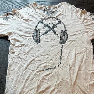 Cream Short Sleeve Tee with Graphic Design